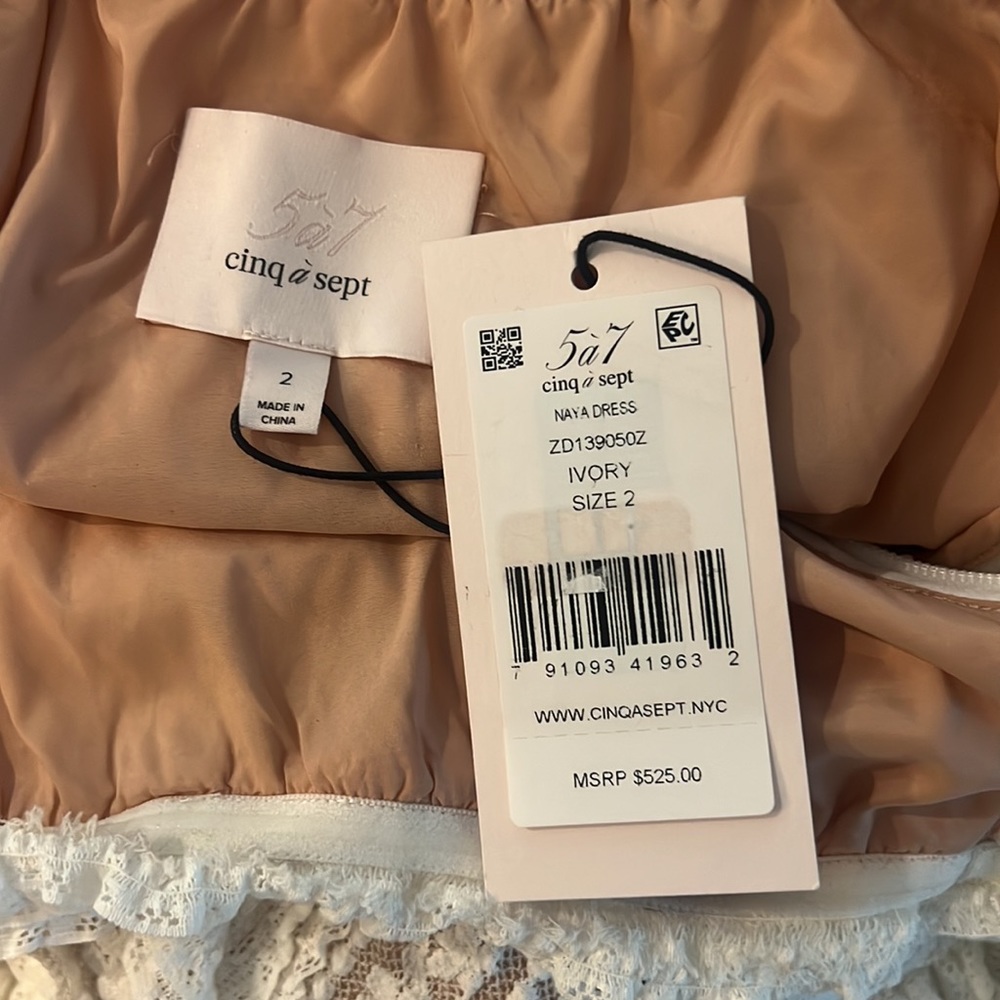 Cinq a Sept Naya ivory off the shoulder lace mermaid midi dress - Picture 8 of 8